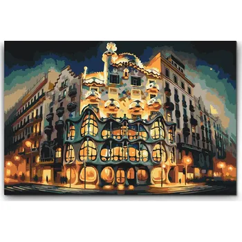 Malování podle čísel - Casa Batlló, Barcelona Velikost: 40x60cm, Rámování: Pouze srolované plátno
