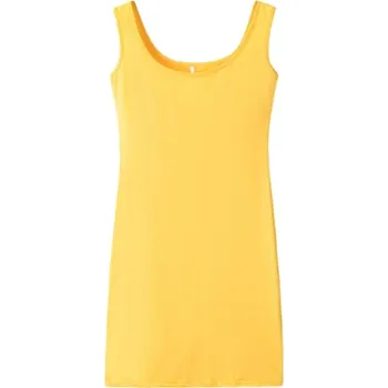 Dámské šaty Dámské sexy mini šaty - jednobarevné v jednoduchém střihu Barva: Žlutá, Velikost: L