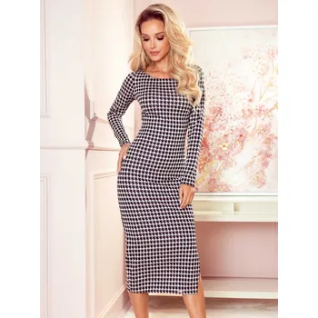 Dámské šaty Dámské midi šaty se vzorem černo-šedé 353-2, VELIKOST S