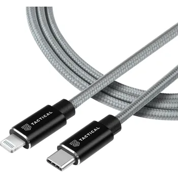Datový kabel Tactical Aramid extra pevný kabel USB C/Lighting MFI 0.3m Šedá
