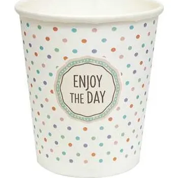 Jednorázové nádobí Kelímek papírový 250 ml, potisk pastel, bílý, 100 ks