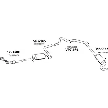 Výfukový systém střední tlumič výroba Novak Bosal VP7-165