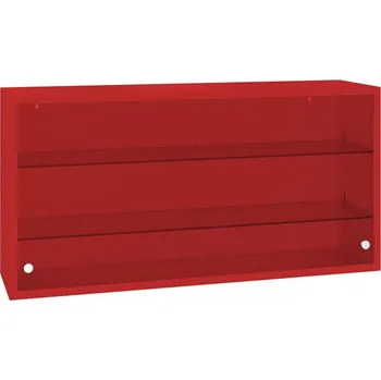 Závěsná kovová skříňka, skleněná, posuvná dvířka, š x v x h: 1000 x 500 x 250 mm, barva červená RAL3020