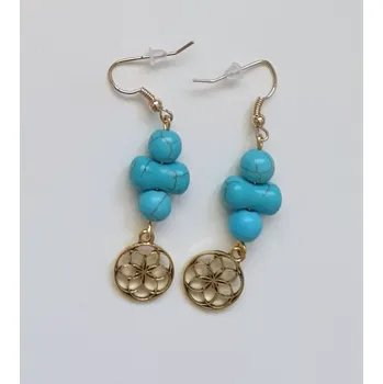 Náušnice Náušnice ETNO s tyrkenitem - mandala (BOHO styl)