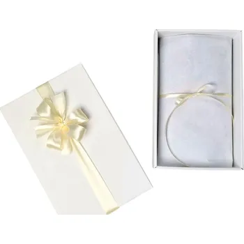 Dárková krabička Tina moda Dárkové balení - bílá krabička & béžová atlasová stuha