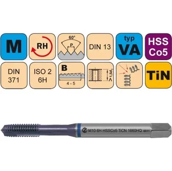NÁSTROJE CZ Strojní závitník M2 /CZZ1660HQ/ pro metrický závit s přímou drážkou a lamačem třísek CZZ