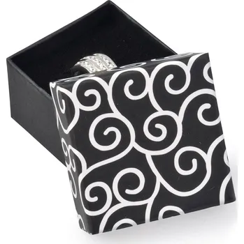 Dárková krabička Šperky4U Dárková krabička na prsten černá s ornamenty - KR0195-K