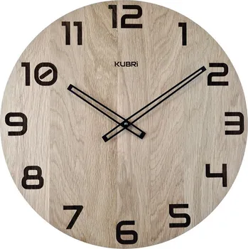 Hodiny KUBRi 0095 - dubové hodiny české výroby o průměru 44 cm