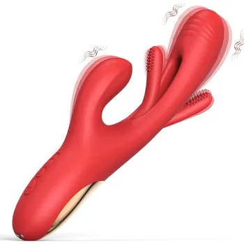 Vibrátor SuperLove Rabbit Flapping G-Spot 3in1 Vibrator Red