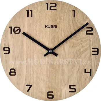 Hodiny KUBRi 0058A - Dubové hodiny české výroby s výraznými čísly