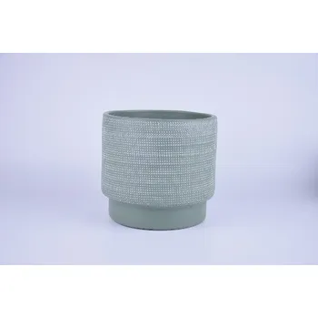 Květináč Obal na květináč keramický LEIRIA, pr.20x18cm, zelená mat|MATTE GREEN|Ego Dekor