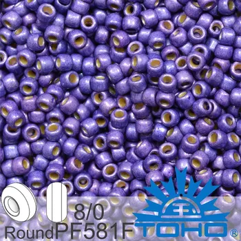 Korálek Korálky TOHO tvar ROUND (kulaté). Velikost 8/0. Barva PF581F Permafinish - Matte Galvanized Viole . Balení 10g.