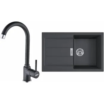 Granitový dřez Franke SET T84 - S2D 611-78 černá + FP 9000.071 POLA + ZÁRUKA 5 LET ZDARMA