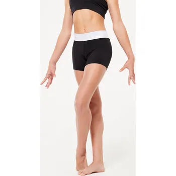 Dívčí oblečení DOMYOS Dívčí gymnastické kraťasy 12-13 LET BÍLÁ|ČERNÁ