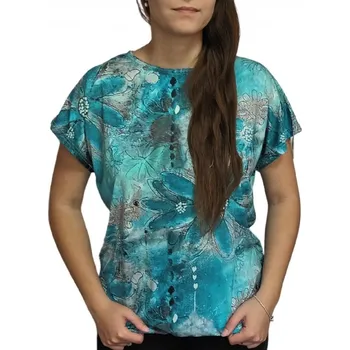 Dámská halenka Halenka Pratto tyrkysová se vzorem styl netopýr velikost pratto: 38