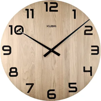 Hodiny KUBRi 0191 - Obrovské hodiny z přírodního dubu s vynikající čitelností o průměru 80 cm
