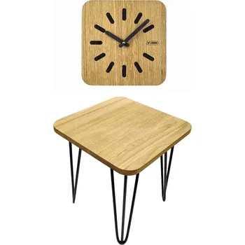 Hodiny KUBRi 0602 - 30 cm dubový stolek a nástěnné hodiny vyrobené v česku