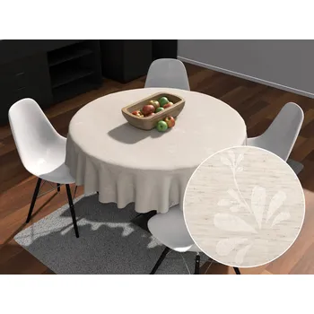 ubrus Teflonový kulatý ubrus TF-076 Květinový ornament na režném Ø 40 cm