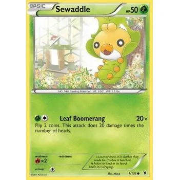 Karetní hra Pokémon NVI 001/101 Sewaddle - Noble Victories Stav: Excellent, Verze: NORMAL