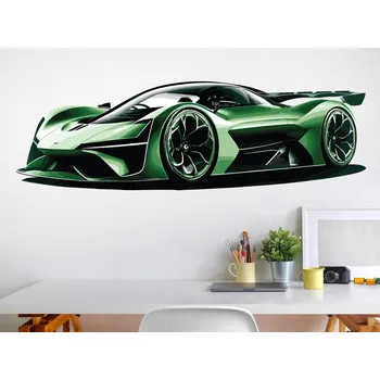 Samolepící dekorace Zelený sporťák samolepka na zeď arch 47 x 15 cm