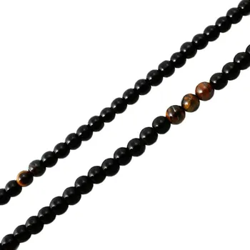 Řetízek Korálkový řetízek 70 x 0,64 cm z černý lesklý achát, tygří oko S11099080