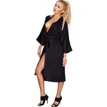 Dámský saténový dlouhý župan 115 černý - DKaren černá XXL