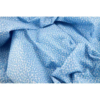 Bavlněné plátno se srdíčky - modrá na bílém podkladu