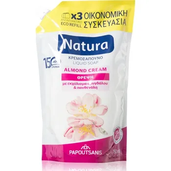 Mýdlo PAPOUTSANIS Natura Almond Cream tekuté mýdlo – náhradní náplň 750 ml