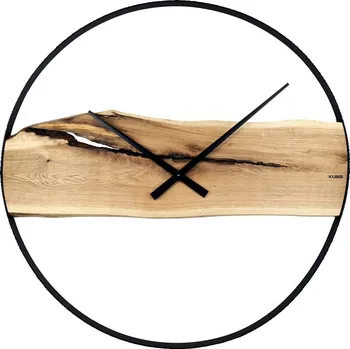 Hodiny KUBRi 1007A - Obrovské 100 cm hodiny z masivního dubu s kovovým rámem