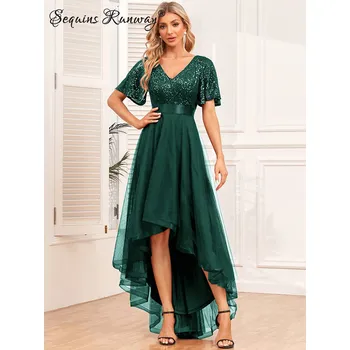 Dámské šaty Midi společenské šaty Sequins SQ791 Barva: Zelená, Velikost: XL