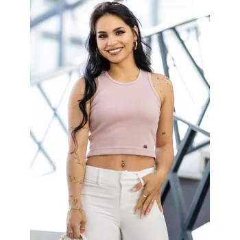 Dámský VSB vroubkovaný croptop LOLLY powder pink , VELIKOST XXS/XS