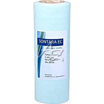 Utěrka utěrka SONTARA EC, 300x300mm, 50 útržků, tyrkys, role, netkaná textilie