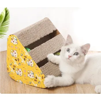 Škrabadlo pro kočky z vlnité lepenky (kartonu) - s míčky na hraní