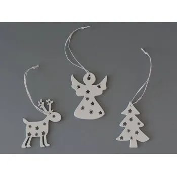 Vánoční dekorace Dřevěné vánoční dekorace - Bílo-šedé STROM