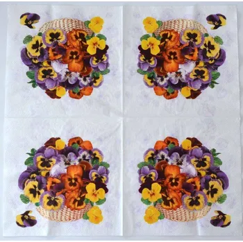 Papírový ubrousek Ubrousek na decoupage - Květiny - Macešky