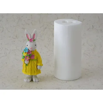 Silikonová forma - Pletený zajíček s květinkami 63 x 53 x 155 mm