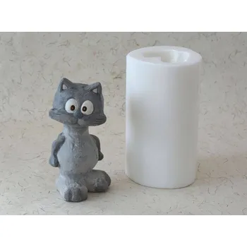 Silikonová forma - Šedá kočka 70 x 60 x 150 mm