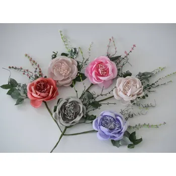 umělá květina Rozkvetlá růže zápichová - přízdoba KRÉMOVÁ