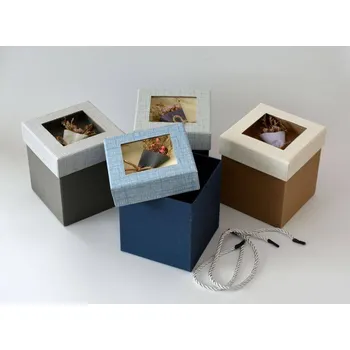 Dárková krabička Dárková krabička se sušinou 11,5 x 11,5 x 13 cm A - ŠEDÁ