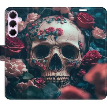 Pouzdro na mobilní telefon Flipové pouzdro iSaprio - Skull in Roses 02 - Samsung Galaxy A35 5G