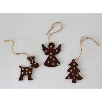 Vánoční dekorace Canea Polsko Dřevěné vánoční dekorace - Hnědo-bílé STROM