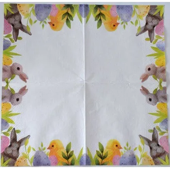 Ubrousek na decoupage - Velikonoce - Velikonoční zvířátka