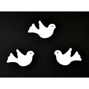 Dřevěná dekorace HOLUBICE bílá