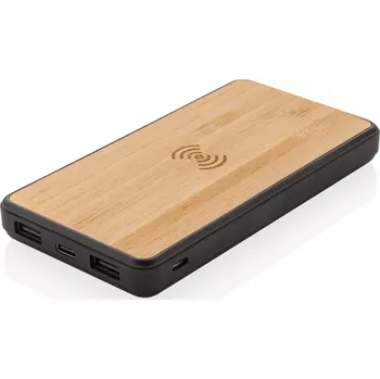 Powerbanka Bezdrátová powerbanka 8 000 mAh z bambusu a RCS Rplastu - P322.389