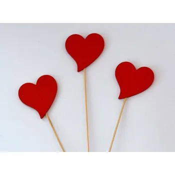 Zápich dřevěné dekorace - SRDCE PLOCHÉ