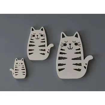 Dřevěné dekorace - KOČKA BÍLÁ A1 - MALÁ - 3 x 2,3 cm