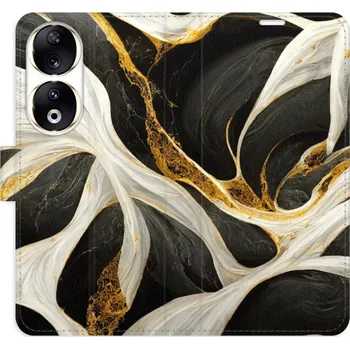 Pouzdro na mobilní telefon Flipové pouzdro iSaprio - BlackGold Marble - Honor 90 5G
