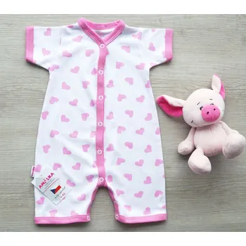 Kojenecký overall AMÁLKA Bavlněný krátký overal, srdíčka Velikost: 56