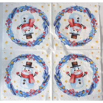 Ubrousek na decoupage - Zima a Vánoce - Sněhulák