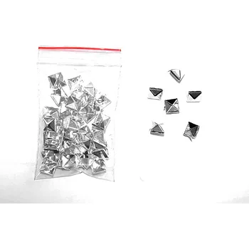 Cvoček na textil, pyramida, 10 x 10 mm, barva platina, 1ks